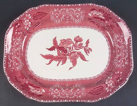 Camilla Red (Earthenware, Newer) 14" Oval Serving Platter