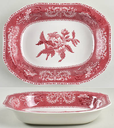 Camilla Red (Earthenware, Newer) 9" Oval Vegetable Bowl