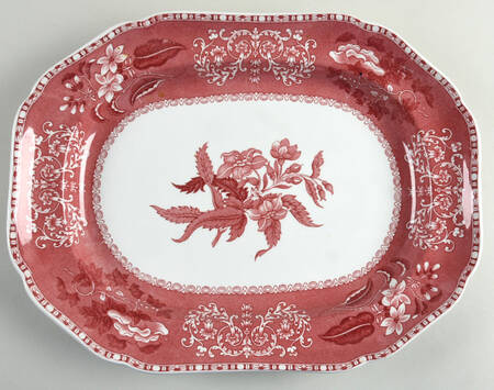 Camilla Red (Earthenware, Newer) 14" Oval Serving Platter