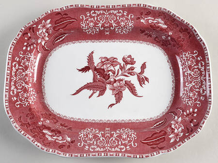 Camilla Red (Earthenware, Newer) 12" Oval Serving Platter