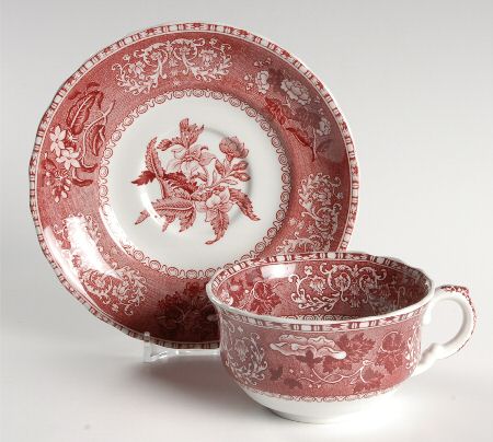 Camilla Red (Earthenware, Newer) Flat Cup & Saucer Set