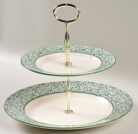 Holly Tree 6 5/8"-10"  2 Tiered Serving Tray (Dp, Sp) HC