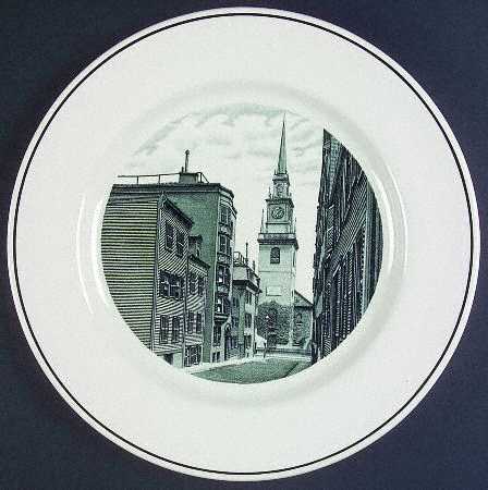 Boston Scenes Black Dinner Plate