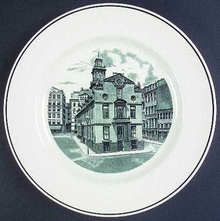 Boston Scenes Black Dinner Plate