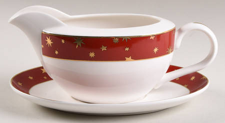 Galaxy Red Gravy Boat & Underplate