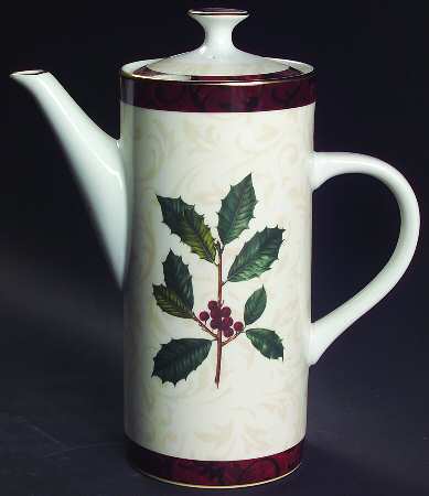 Christmas Holly Coffee Pot & Lid