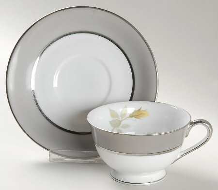 Gray Melody Footed Cup & Saucer Set