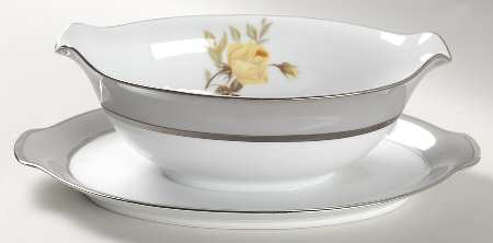 Gray Melody Gravy Boat with Attached Underplate
