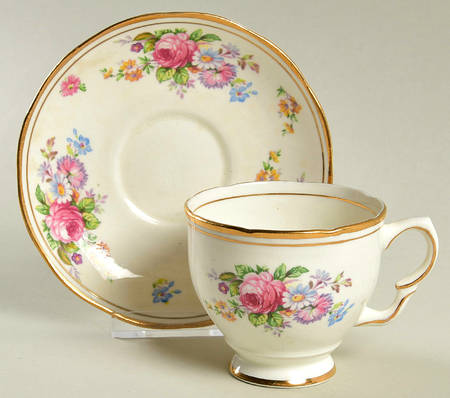 Floral Footed Cup & Saucer Set