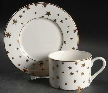 Galaxy White Flat Cup & Saucer Set by Sakura