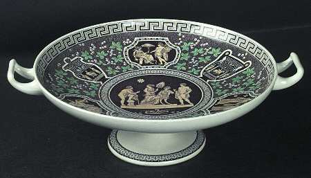 Greek Brown and Yellow Round Compote (Height X Width)