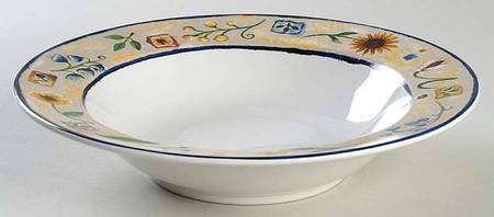 Floral Applique Rim Soup Bowl