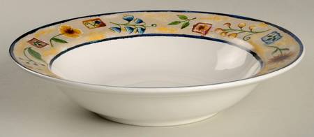 Floral Applique 9" Round Vegetable Bowl