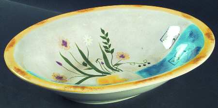 Floral Applique 14" Oval Vegetable Bowl