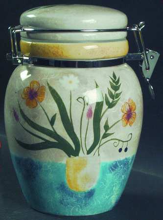 Floral Applique 7" Storage Jar & Lid