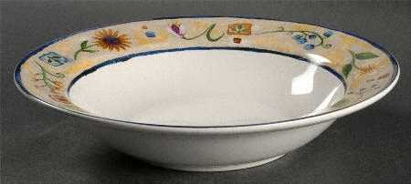 Floral Applique 9" Round Vegetable Bowl