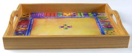 Sweet Shoppe Wood Rectangular Handled Tray