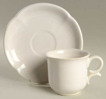 Country White Flat Cup & Saucer Set