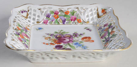 Dresden Line-Bouquet (Pierced) 7" Large Square Bon Bon