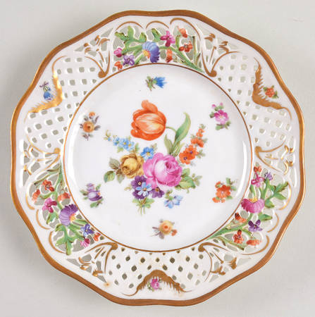 Dresden Line-Bouquet (Pierced) Bread & Butter Plate
