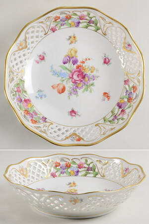Dresden Line-Bouquet (Pierced) 9" Pierced Round Bowl