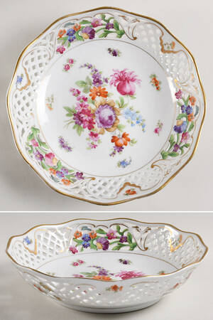 Dresden Line-Bouquet (Pierced) 9" Pierced Round Bowl