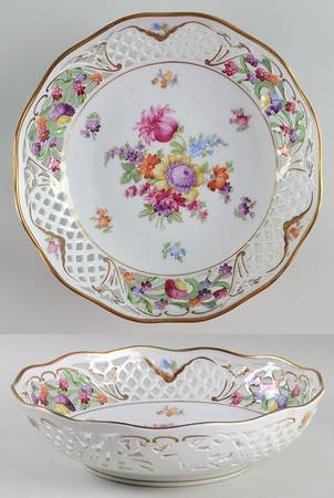 Dresden Line-Bouquet (Pierced) 8" Pierced Round Bowl