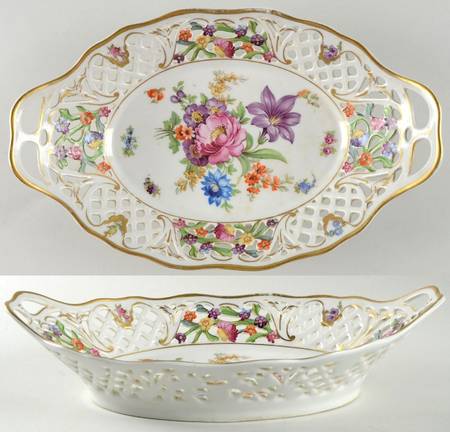 Dresden Line-Bouquet (Pierced) 11" Oval Pierced Basket