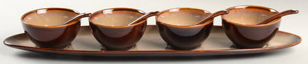 Nova Brown (9 Piece) Condiment Set (4 Bowls, 4 Spoons & Tray)