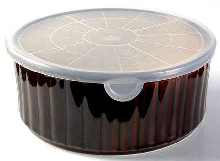 Nova Brown 8" Ceramic Storage Bowl & Plastic Lid