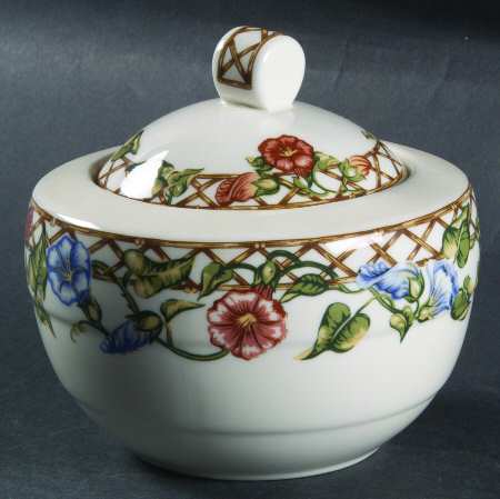 Floral Trellis Sugar Bowl & Lid