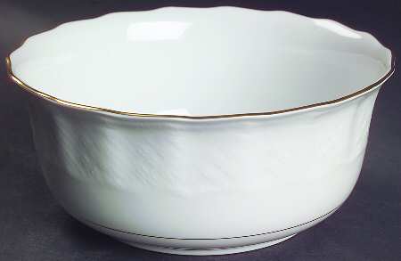 White & Gold 7" Round Vegetable Bowl