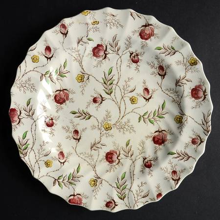 Rosebud Chintz (2-8388, Brown Vine) Dessert/Pie Plate