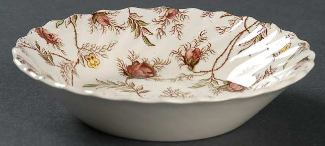 Rosebud Chintz (2-8388, Brown Vine) Fruit/Dessert (Sauce) Bowl