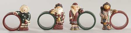 Sledding Characters Napkin Ring - Set of 4 (Motif 1-4)