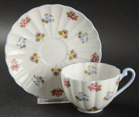 Rose, Pansy, Forget Me Not Flat Cup & Saucer Set