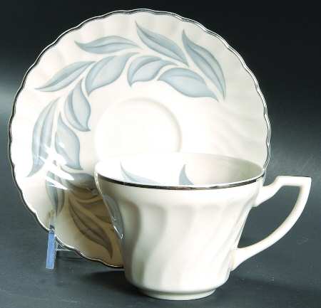 Dawn (Berkeley, Platinum Trim) Flat Cup & Saucer Set