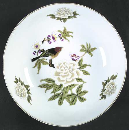 Chinese Garden (Mustard Trim) 9" Round Vegetable Bowl
