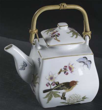 Chinese Garden (Mustard Trim) Teapot & Lid