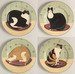 Cat Collection Salad/Dessert Plate - Set of 4