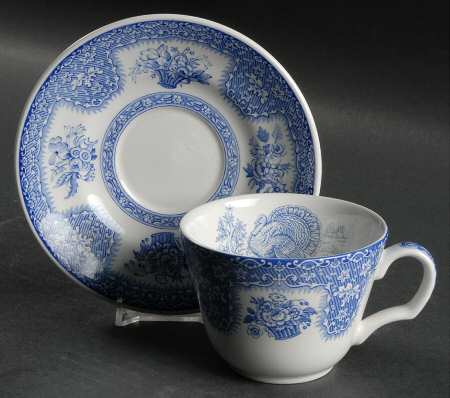 Festival Blue Flat Cup & Saucer Set