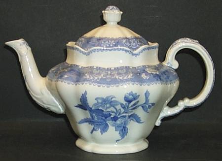Blue Camilla (Scalloped, New Black Backstamp) Teapot & Lid