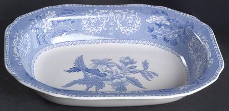 Blue Camilla (Scalloped, New Black Backstamp) 9" Oval Vegetable Bowl