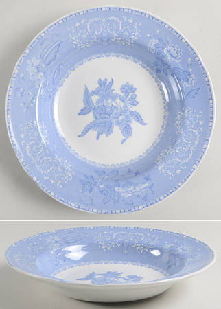 Blue Camilla (Scalloped, New Black Backstamp) Large Rim Soup Bowl