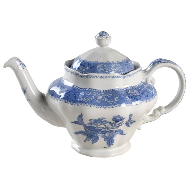 Blue Camilla (Scalloped, New Black Backstamp) Teapot & Lid