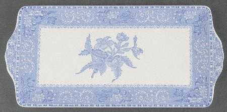 Blue Camilla (Scalloped, New Black Backstamp) Large Sandwich Tray