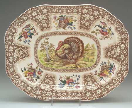 Thanksgiving Brown, Multicolor (No Trim) 16" Oval Serving Platter