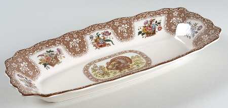 Thanksgiving Brown, Multicolor (No Trim) 12" Rectangular Cranbourne Tray