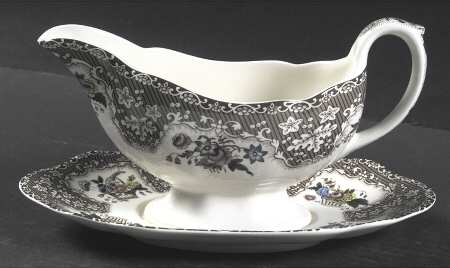Thanksgiving Brown, Multicolor (No Trim) Gravy Boat & Underplate