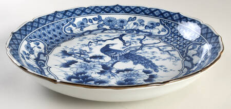 Blue Peacock Collection 12" Shallow Round Bowl
